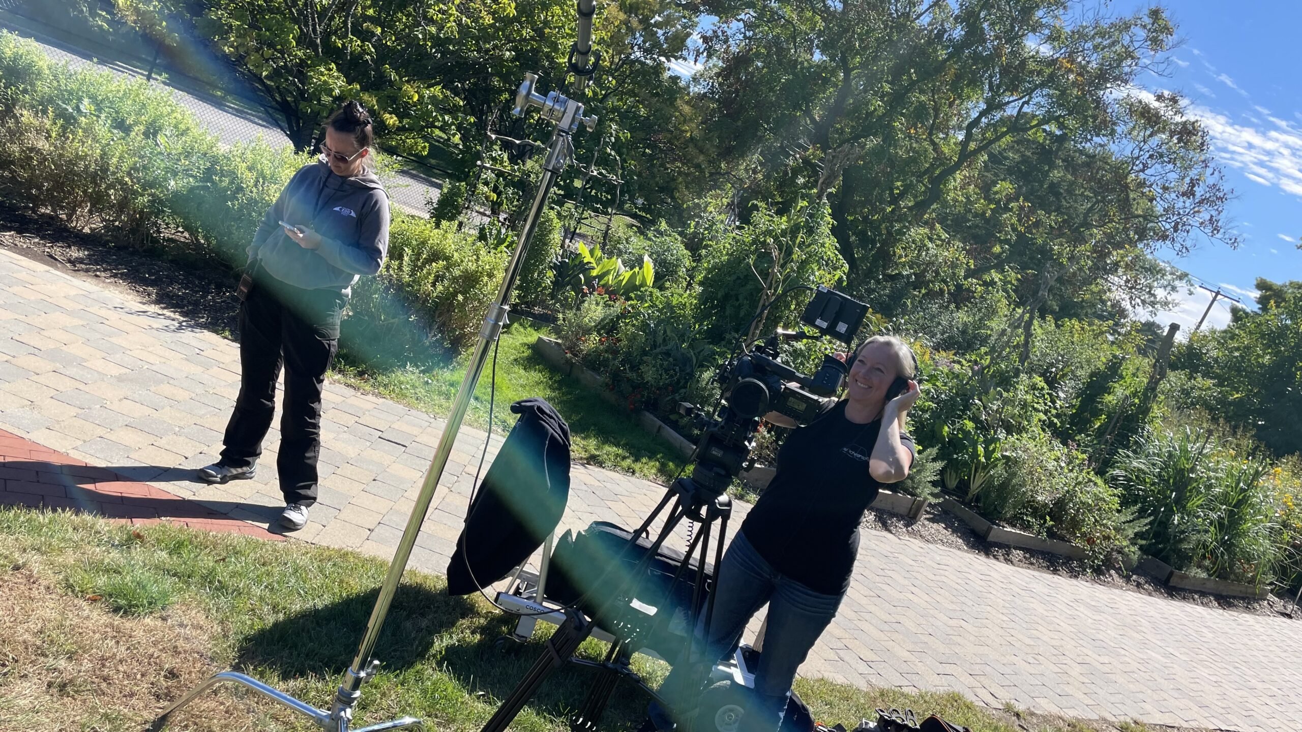 Two Women Filming Outdoors